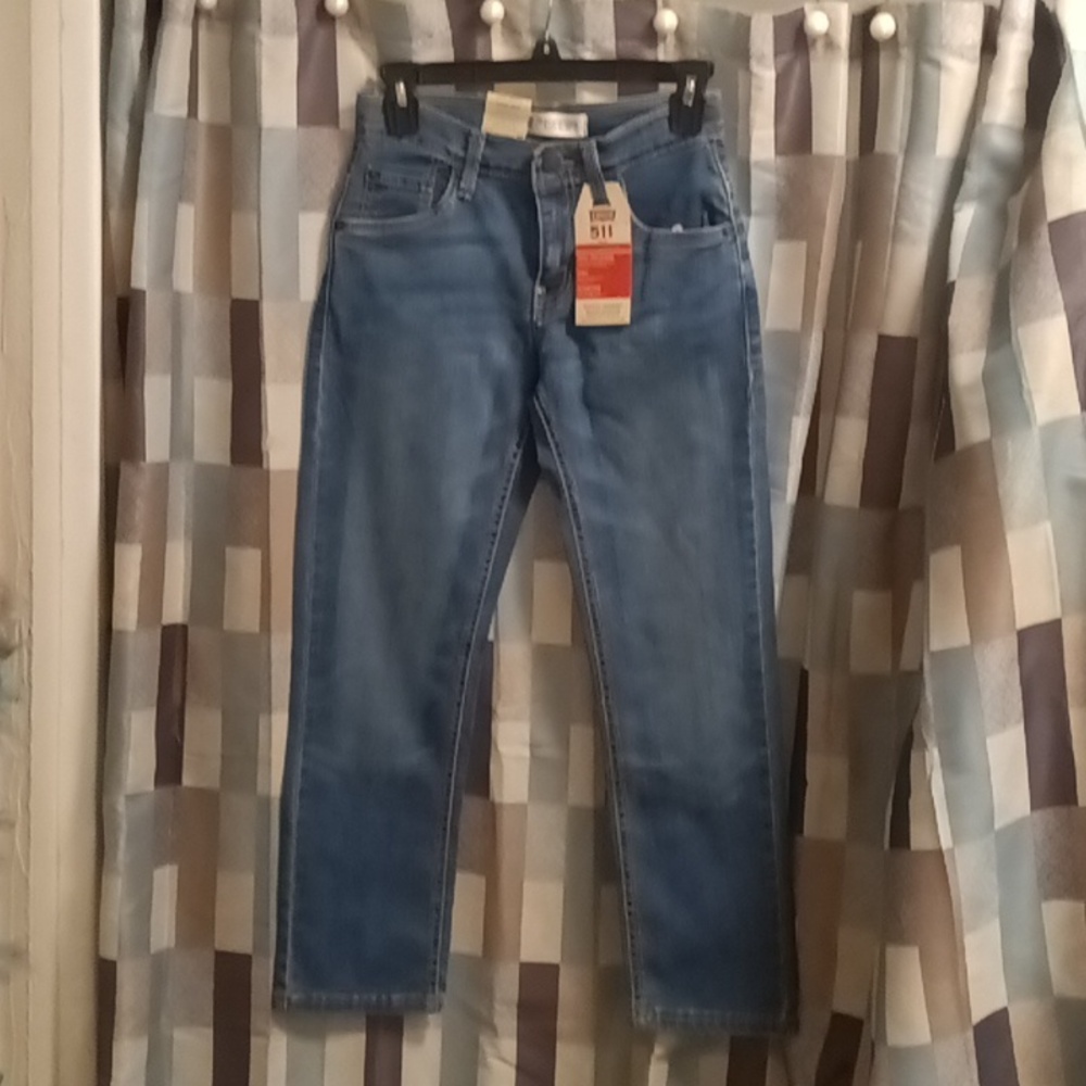 FINAL PRICE NWT Levi's 511 Slim jeans w adjustable waistband & gold stitching